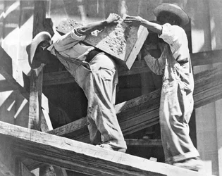 Bouwvakkers in het stadion, Mexico-Stad, 1927